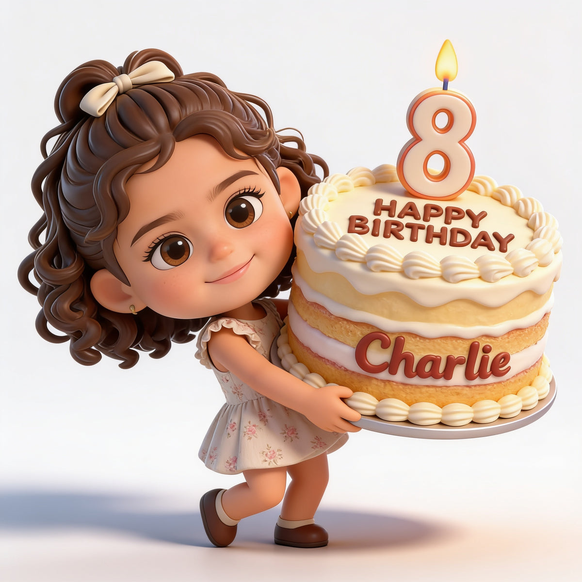 Figurine 3D Personnalisée pour le 8ème Anniversaire d'une Petite Fille Latina - Cadeau pour Fille, Petite-Fille, Nièce