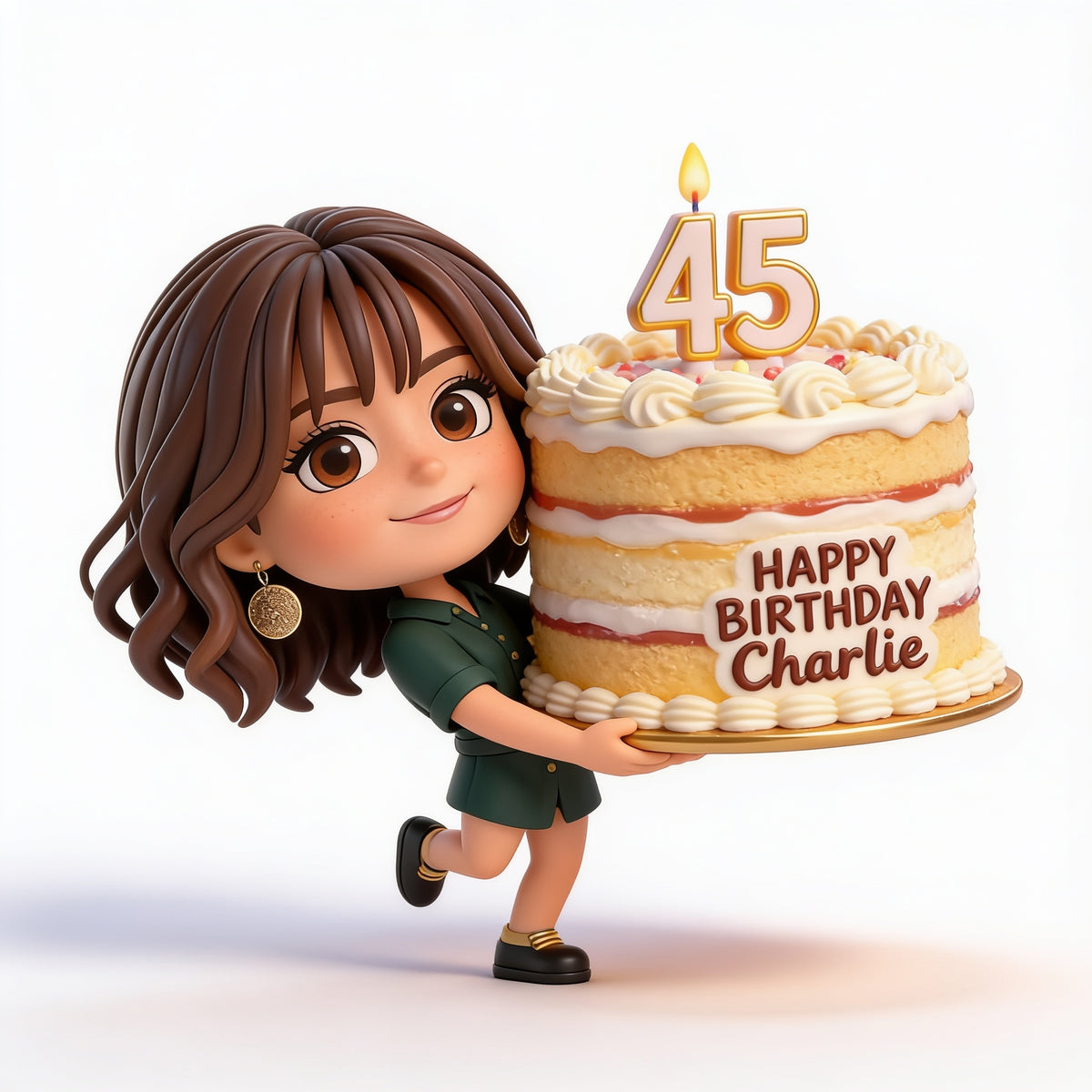 Personalized 45th Birthday Middle-Aged Latina Woman 3D Figurine Keepsake Gift