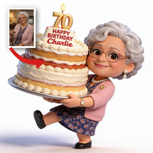 Personalized 70th Birthday Older Black Woman 3D Figurine Keepsake Gift