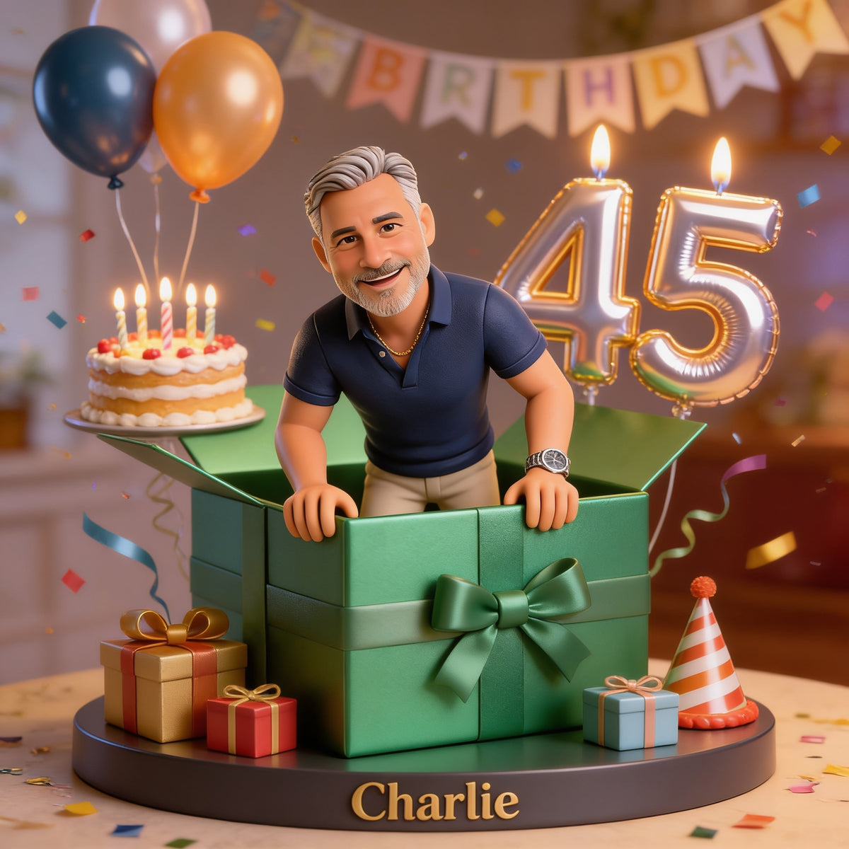 Personalized 45th Birthday Middle-Aged Man Custom Shaped Acrylic Plaque Dad Grandpa Gift