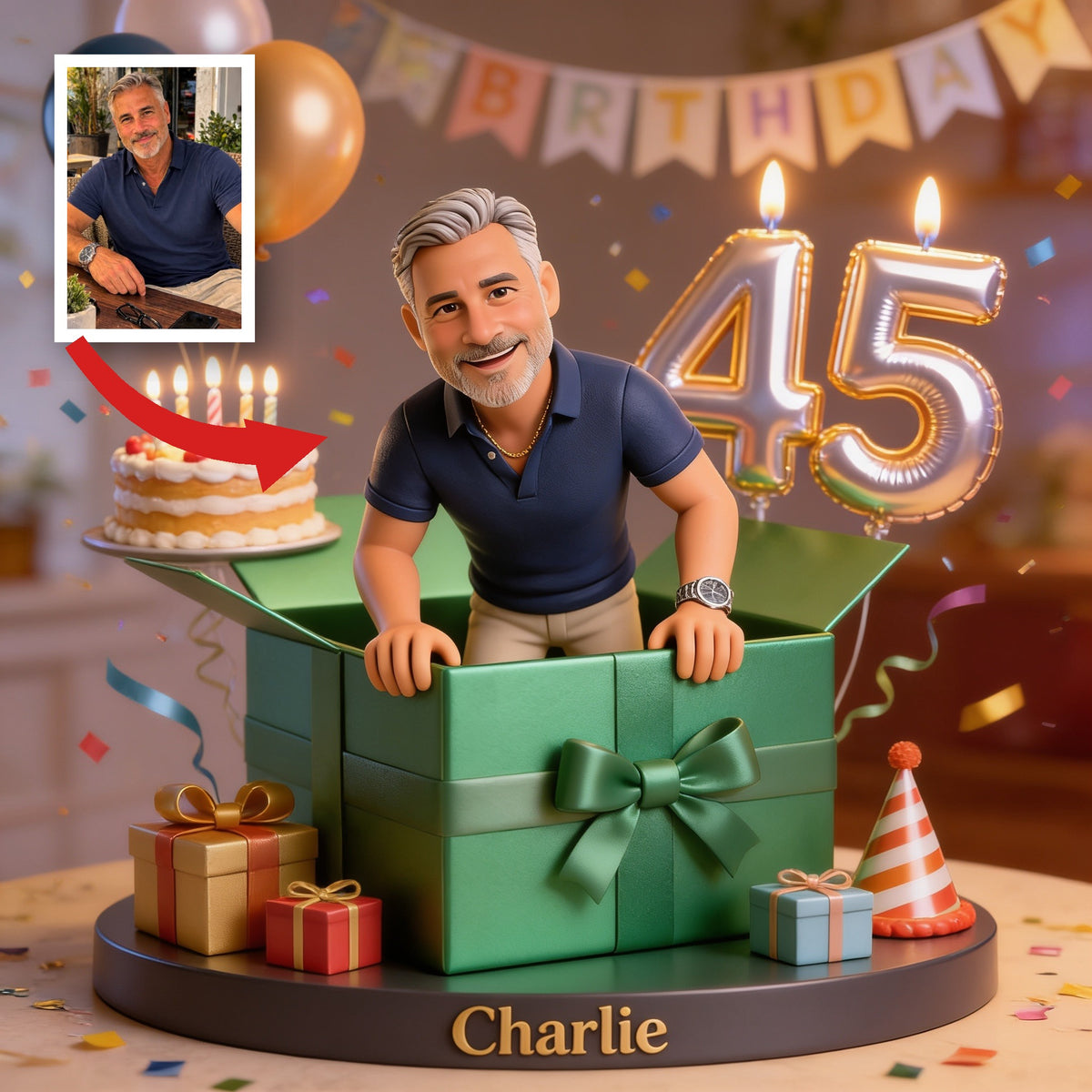 Personalized 45th Birthday Middle-Aged Man Custom Shaped Acrylic Plaque Dad Grandpa Gift