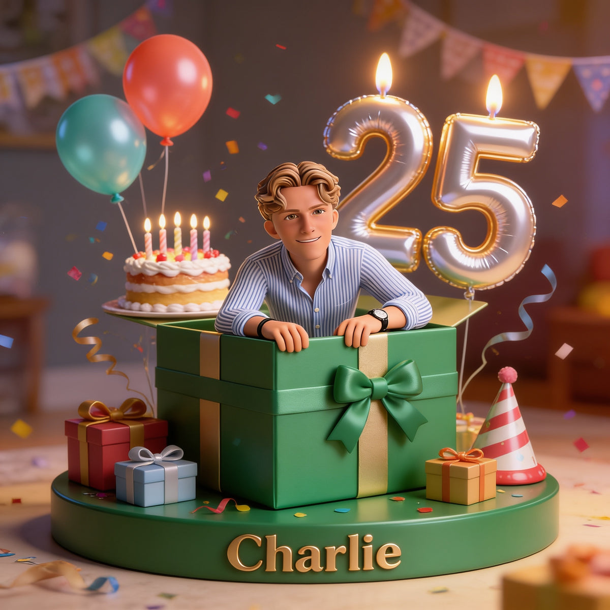 Personalized 25th Birthday Man Custom Shaped Acrylic Plaque Gift for Him