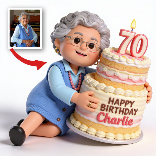 Personalized 70th Birthday Older Latina Woman 3D Figurine Keepsake Gift