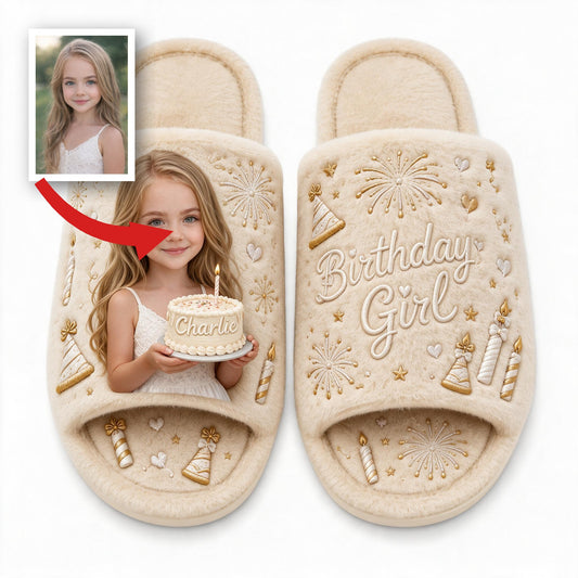 Personalized Birthday Little Girl Open-Toe Slippers Daughter Granddaughter Niece Gift
