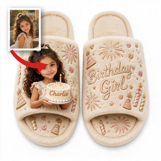 Personalized Birthday Latina Little Girl Open-Toe Slippers, Gift for Daughter Granddaughter Niece
