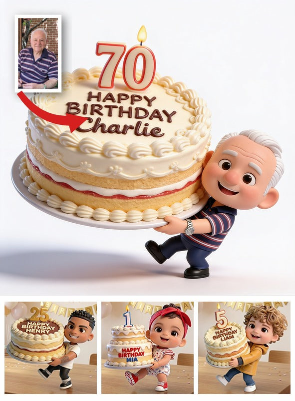 Personalized 70th Birthday Older Man 3D Figurine Gift for Grandpa Dad