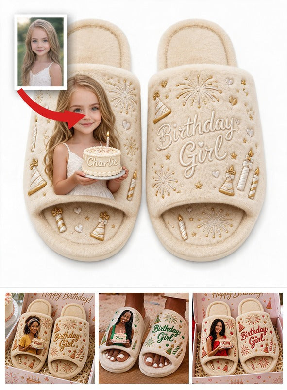 Personalized Birthday Little Girl Open-Toe Slippers Daughter Granddaughter Niece Gift