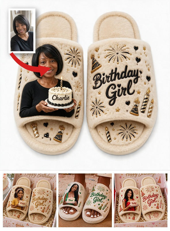 Personalized 50th Birthday Middle-Aged Black Woman Open-Toe Slippers Cozy Birthday Gift