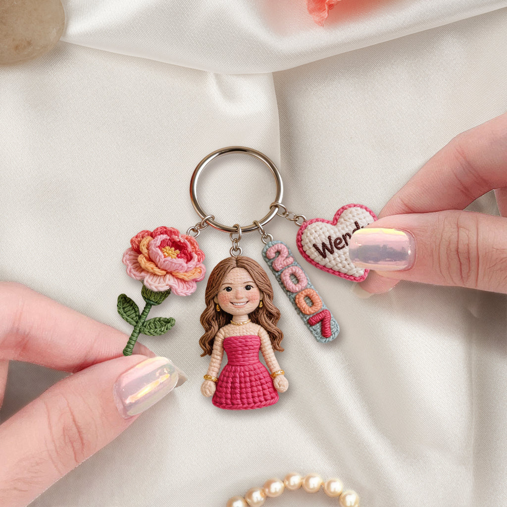 Personalized 70th Birthday Older Black Woman Premium Keychain Gift