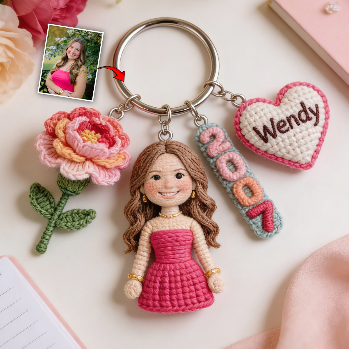 Personalized 21st Birthday Black Woman Charm Keychain, Custom Gift for Her