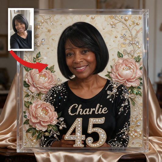 Personalized 45th Birthday Middle-Aged Black Woman Diamond Painting Ornament Kit Gift