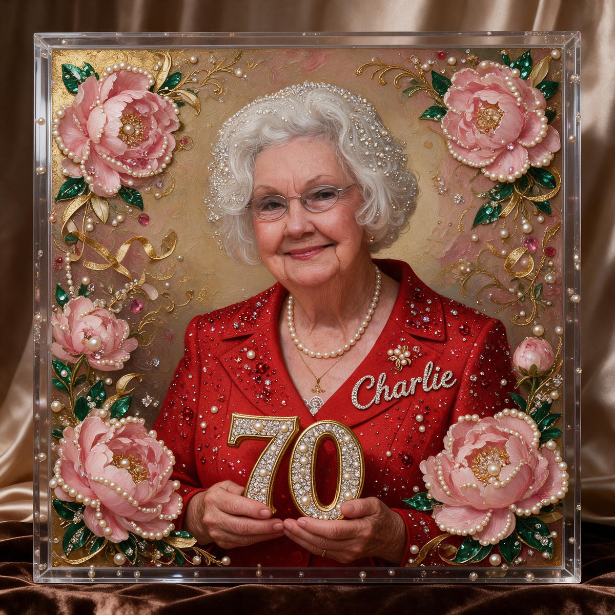 Personalized 70th Birthday Older Woman Diamond Painting Ornament Kit, Grandma Gift
