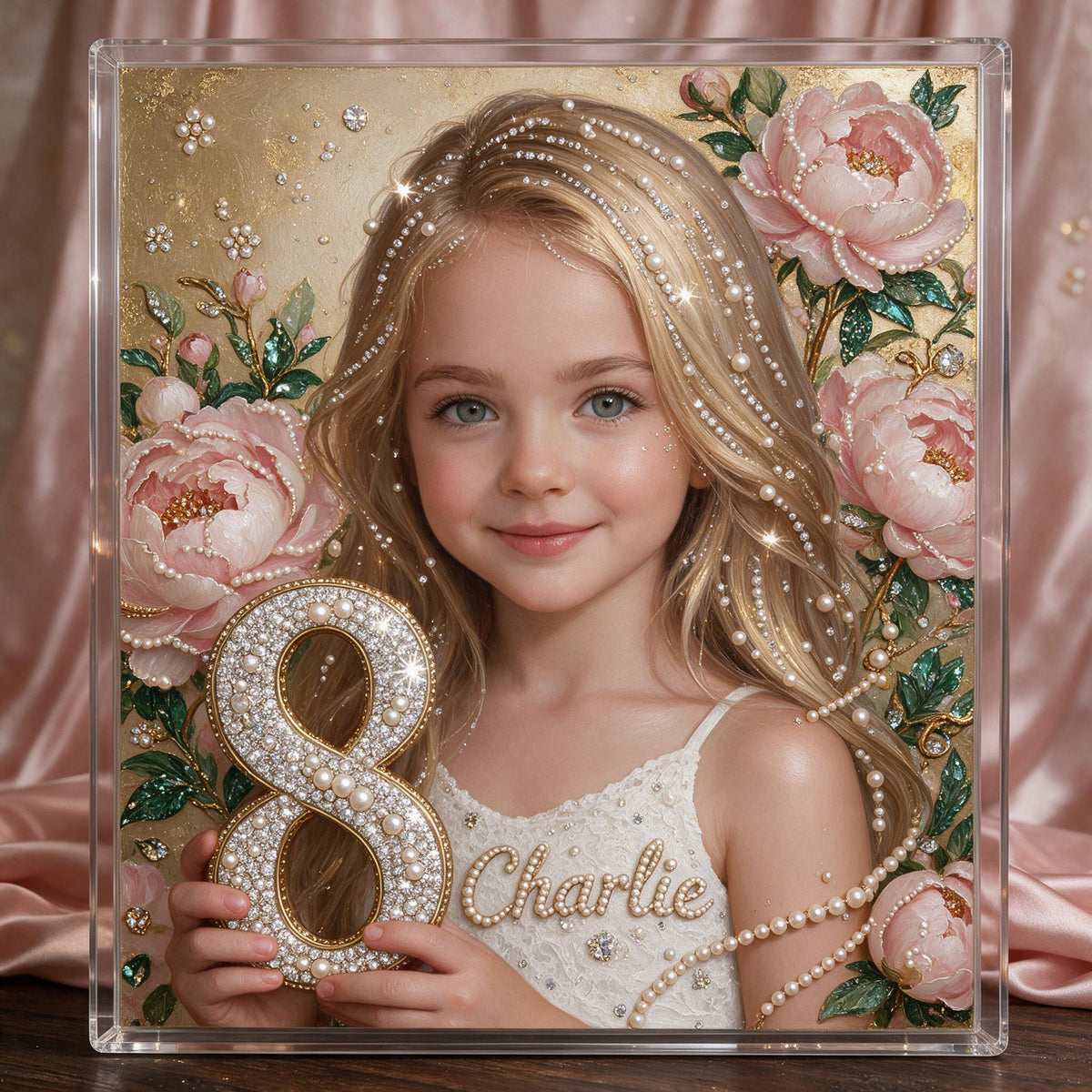 Personalized Birthday Little Girl Diamond Painting Ornament Kit, Gift for Daughter Granddaughter Niece