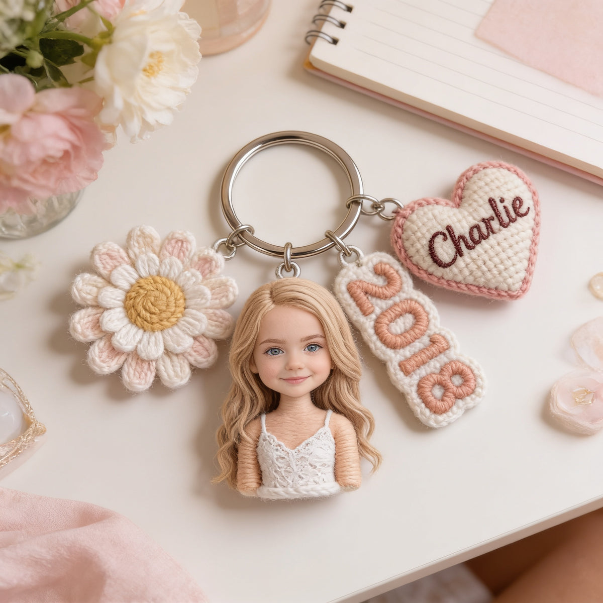 Porte-clés d'anniversaire personnalisé pour petite fille, cadeau sur mesure pour fille, petite-fille, nièce