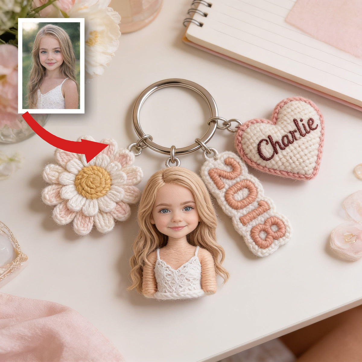 Porte-clés d'anniversaire personnalisé pour petite fille, cadeau sur mesure pour fille, petite-fille, nièce