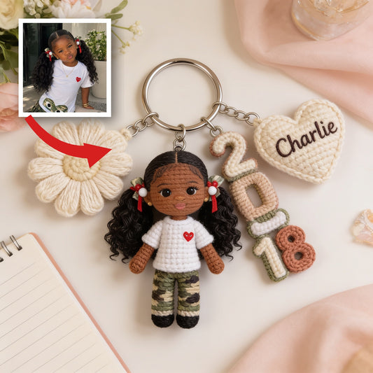 Personalized Birthday Black Little Girl Keychain Daughter Granddaughter Niece Gift