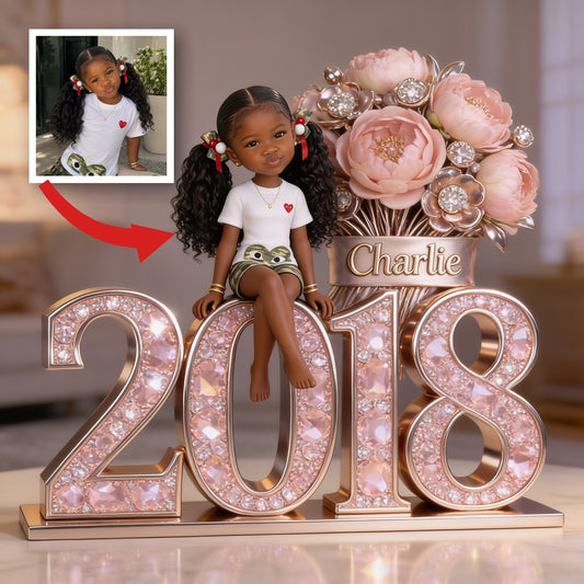 Personalized Birthday Black Little Girl Custom Shaped Acrylic Plaque Gift For Daughter Granddaughter Niece