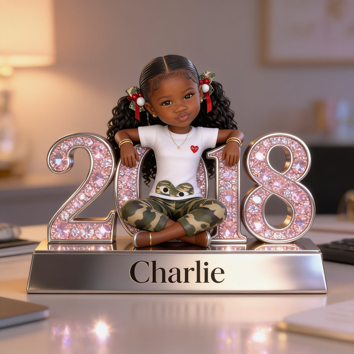 Plaque Acrylique Personnalisée Anniversaire Fille Noire pour Fille, Petite-Fille, Nièce
