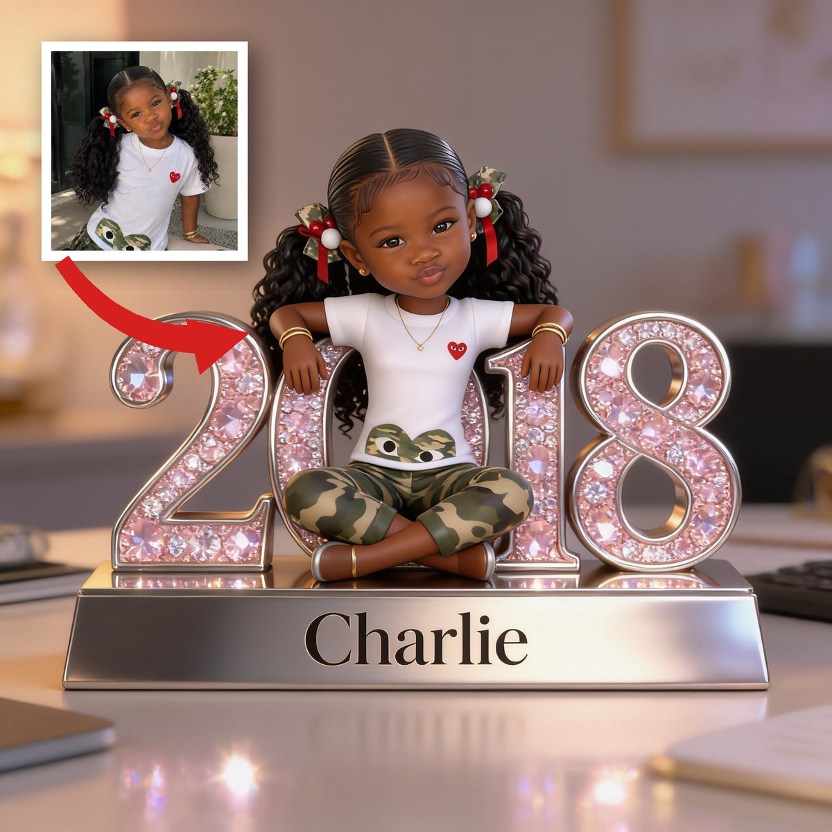 Plaque Acrylique Personnalisée Anniversaire Fille Noire pour Fille, Petite-Fille, Nièce