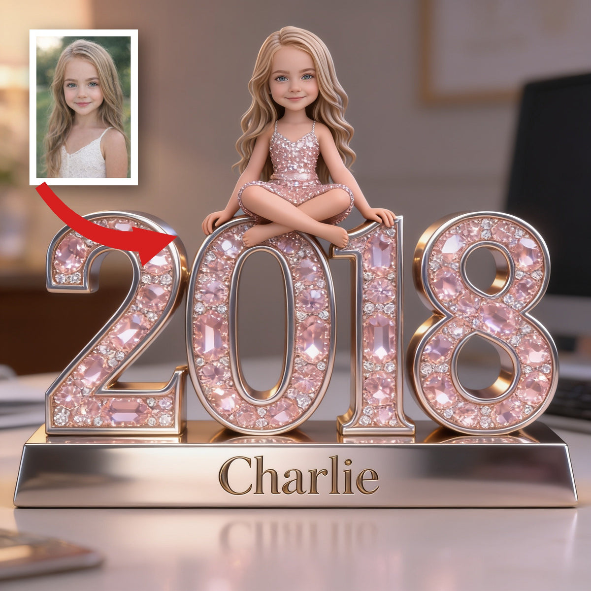 Plaque Acrylique Personnalisée Petite Fille 2018 Cadeau Anniversaire