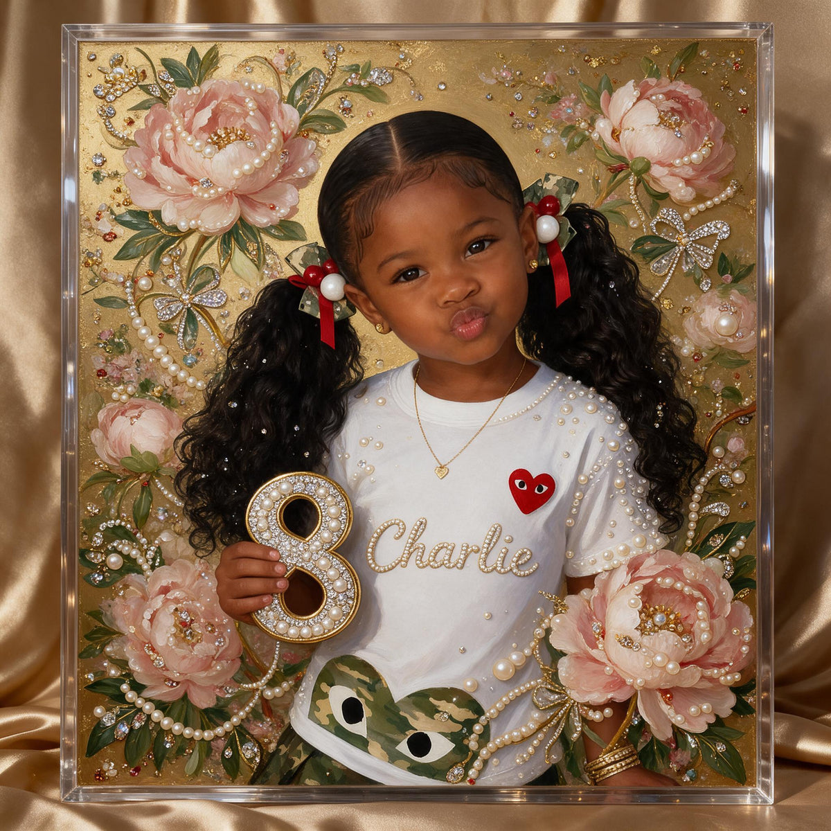 Kit de Décoration Personnalisé en Peinture Diamant Fille Noire pour Anniversaire