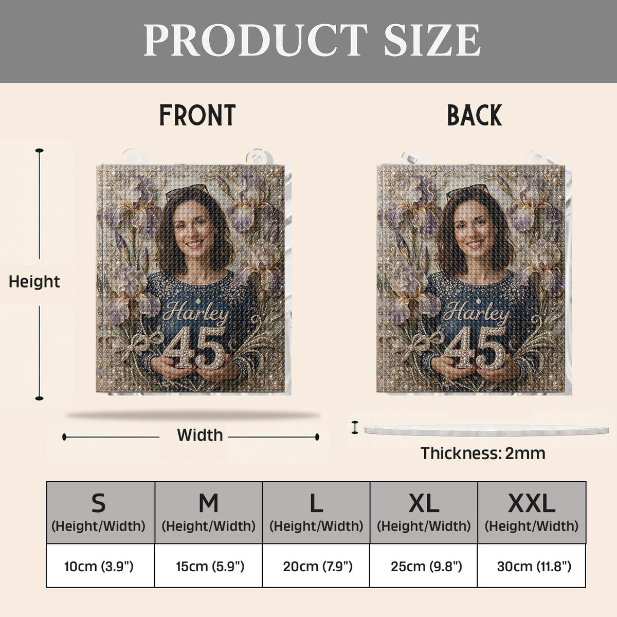 Personalized 45th Birthday Middle-Aged Woman Diamond Painting Ornament Kit