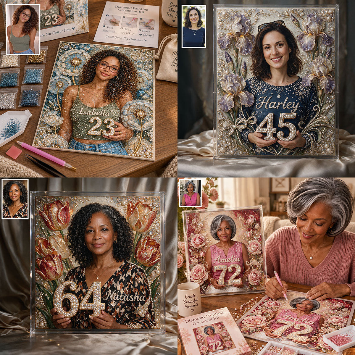 Personalized 25th Birthday Woman Diamond Painting Ornament Kit Gift for Her