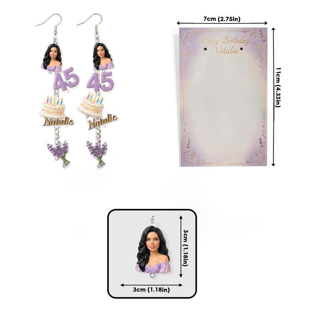 Personalized 70th Birthday Older Black Woman Earrings with Display Card, Mom Grandma Gift