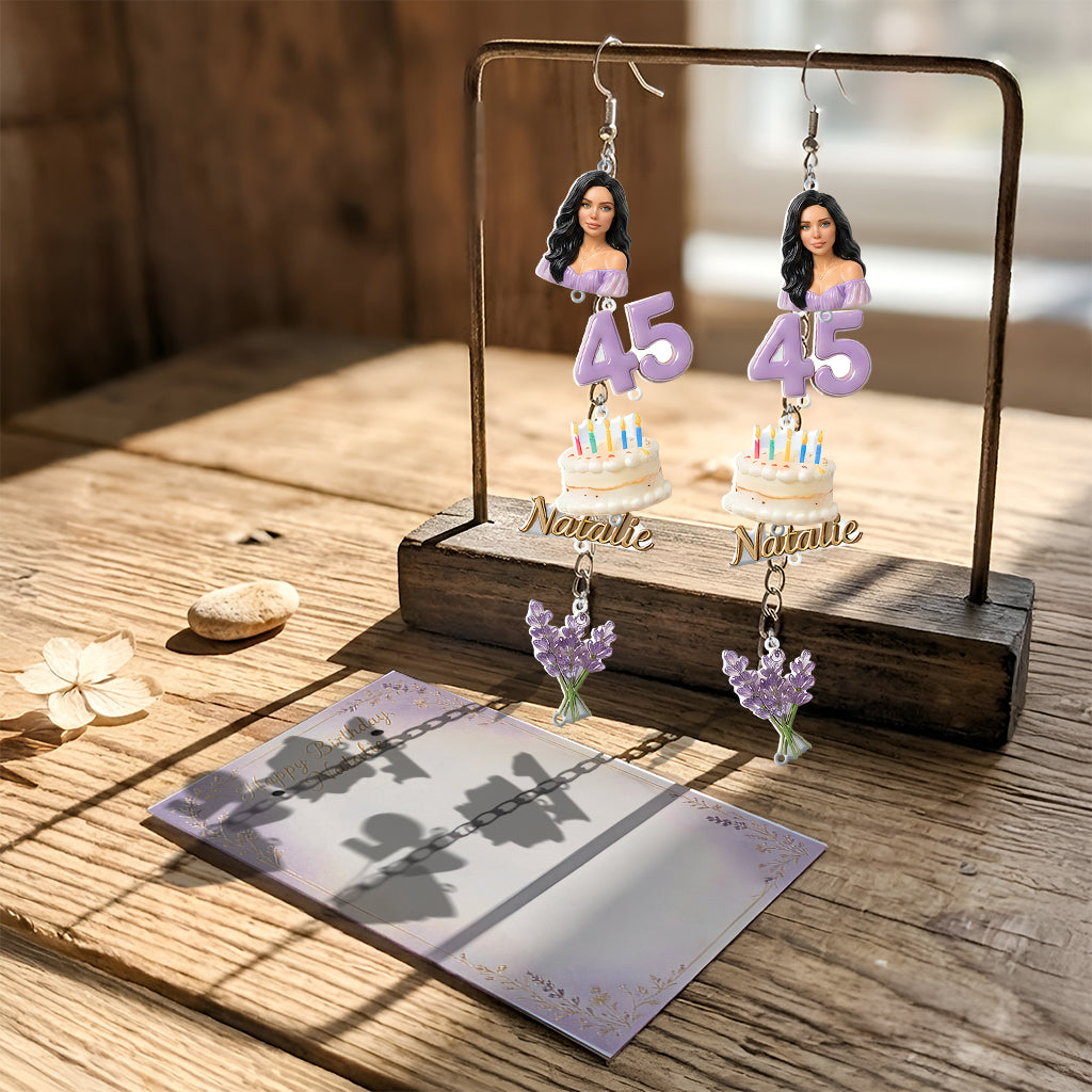Personalized 70th Birthday Older Black Woman Earrings with Display Card, Mom Grandma Gift