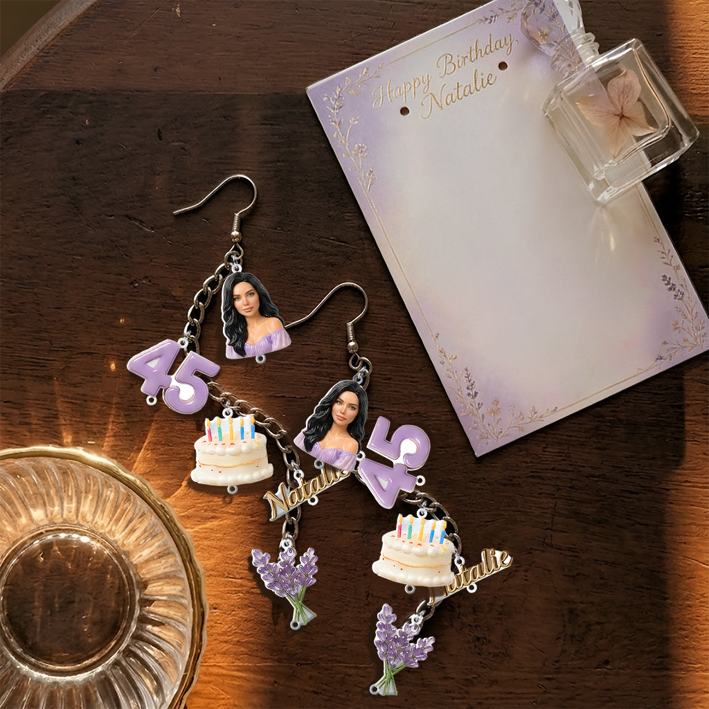 Personalized 50th Birthday Middle-Aged Black Woman Earrings with Display Card Gift