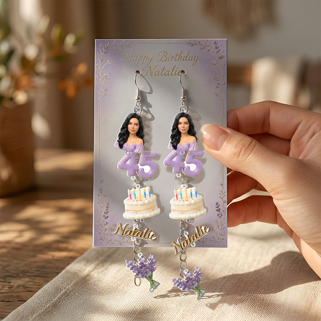 Personalized 50th Birthday Middle-Aged Latina Woman Earrings with Display Card Gift for Mom Wife Grandma