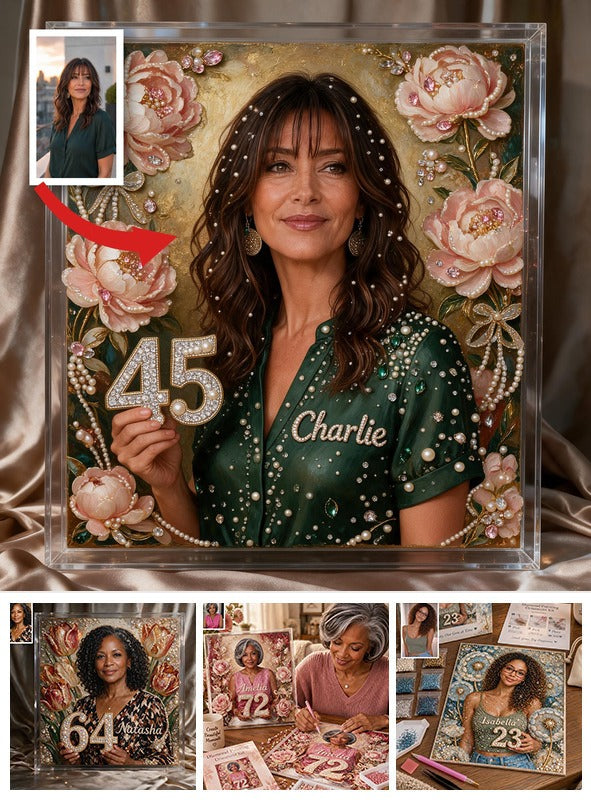 Personalized 45th Birthday Middle-Aged Latina Woman Diamond Painting Ornament Kit