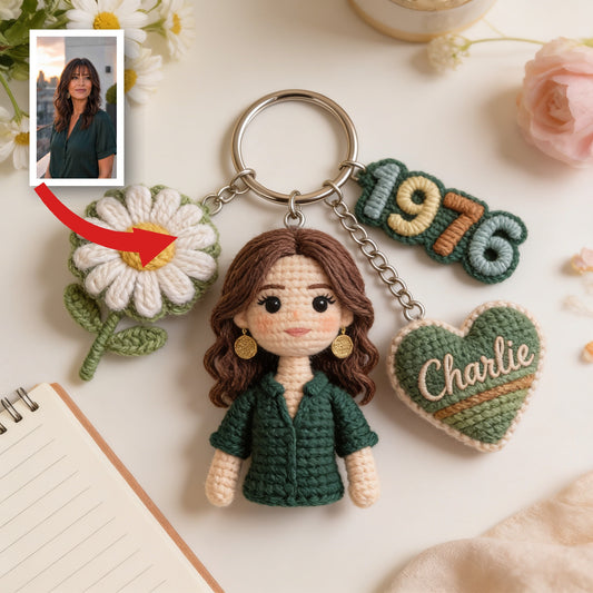 Personalized 50th Birthday Middle-Aged Latina Woman Charm Keychain Gift