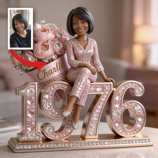 Personalized 50th Birthday Middle-Aged Black Woman Custom Shaped Acrylic Plaque Gift For Her