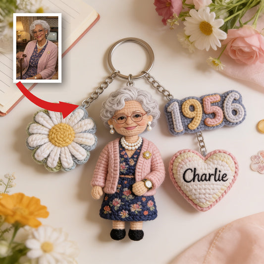 Personalized 70th Birthday Older Black Woman Premium Keychain Gift