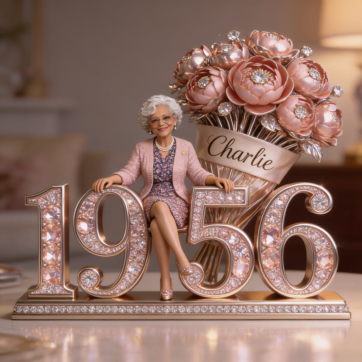 Personalized 70th Birthday Older Black Woman Custom Shaped Acrylic Plaque Gift