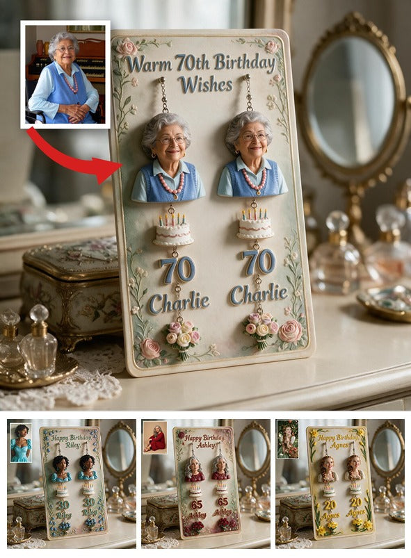 Boucles d'oreilles personnalisées pour le 70e anniversaire d'une femme latina avec carte, cadeau pour grand-mère, maman, épouse