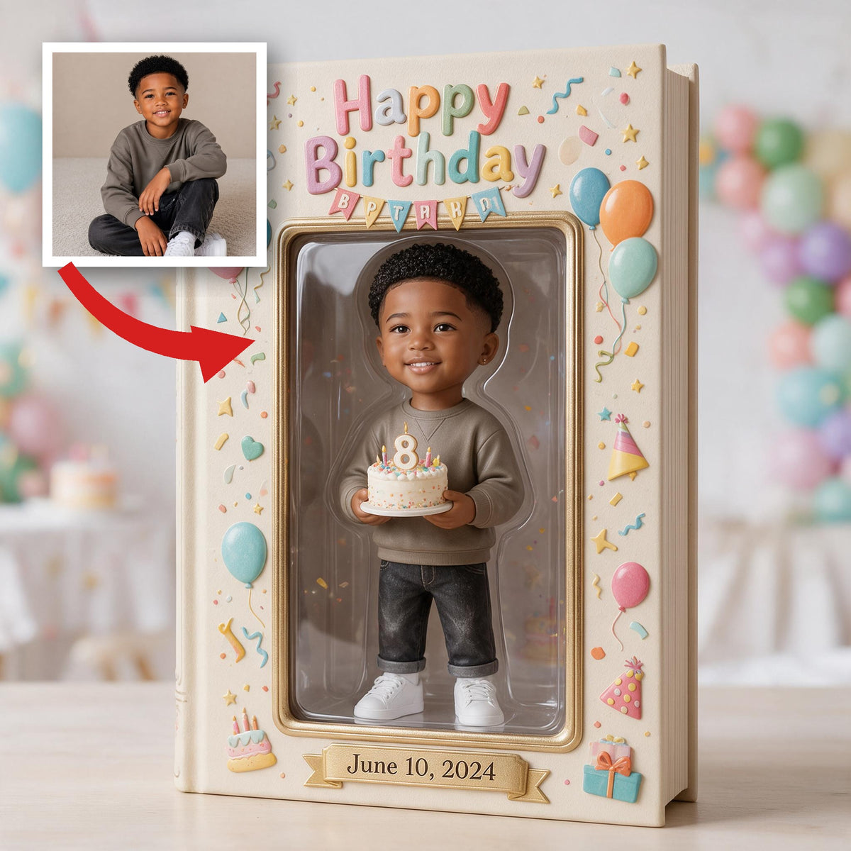 Personalized 8th Birthday Black Little Boy Leather Journal, Gift for Son Grandson Nephew