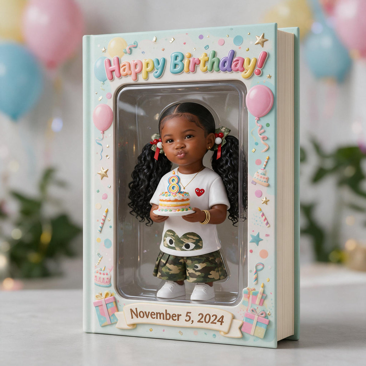 Personalized 8th Birthday Black Little Girl Leather Journal Daughter Granddaughter Niece Gift