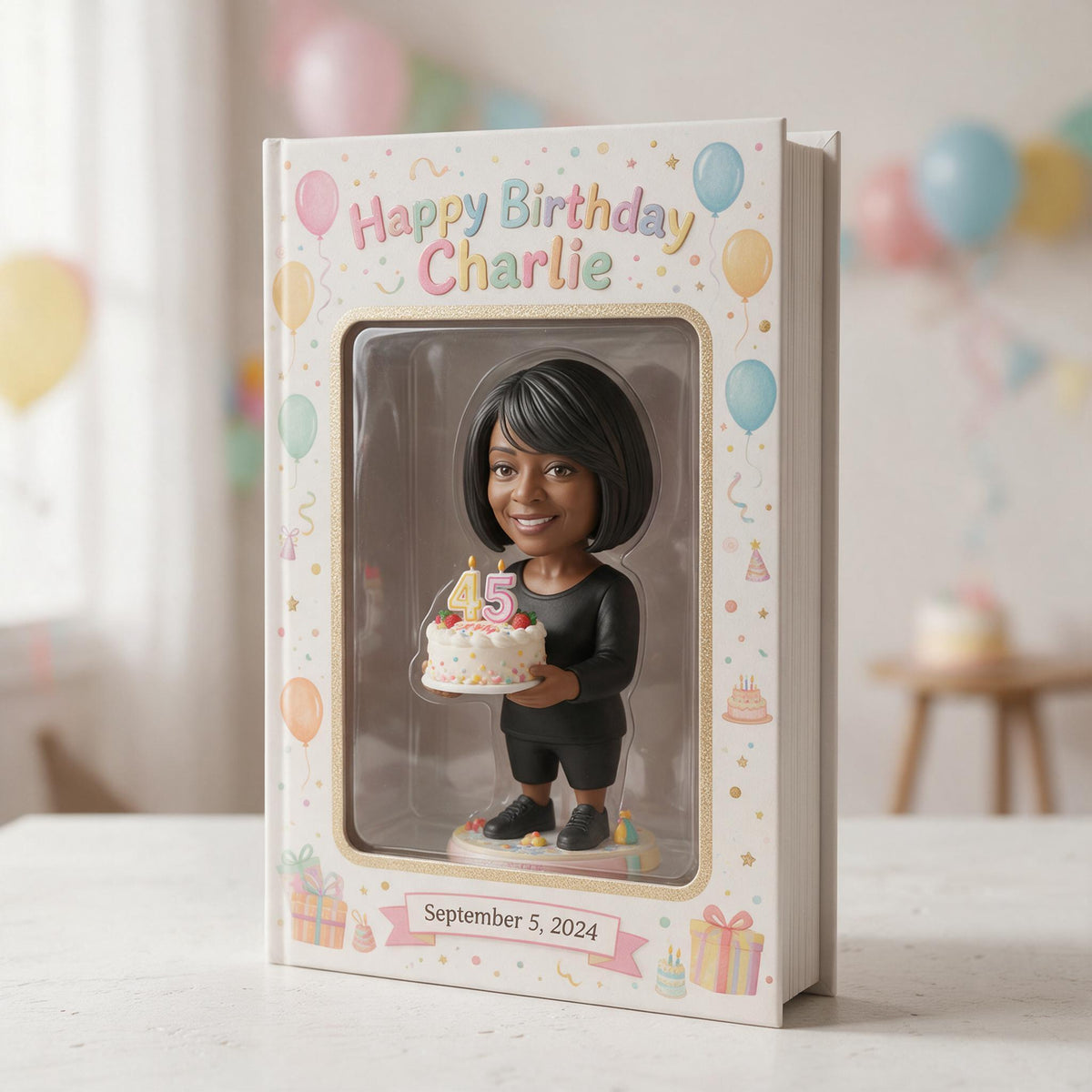 Personalized 45th Birthday Middle-Aged Black Woman Leather Journal, Gift for Mom Wife Grandma