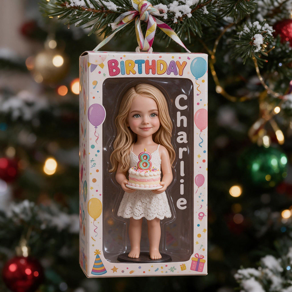 Personalized Birthday Little Girl Ornament, Keepsake Gift for Daughter Granddaughter Niece