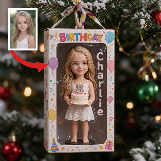Personalized Birthday Little Girl Ornament, Keepsake Gift for Daughter Granddaughter Niece