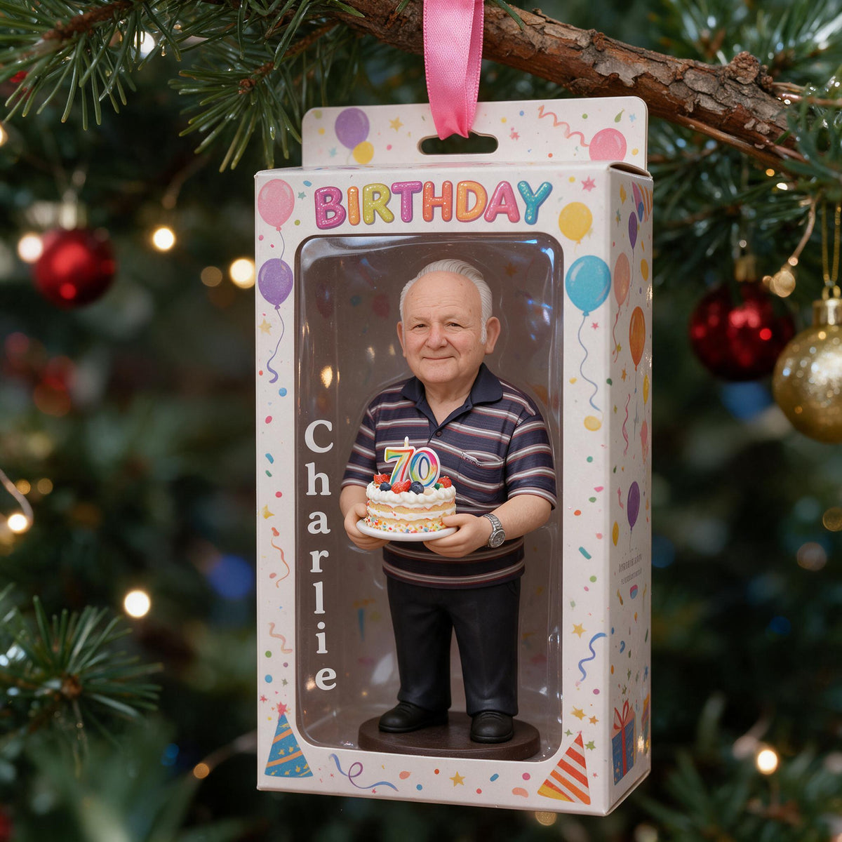Personalized 70th Birthday Older Man Ornament, Gift for Dad Grandpa Husband