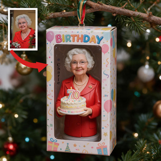 Personalized 70th Birthday Older Woman Ornament - Gift for Grandma Mom Wife