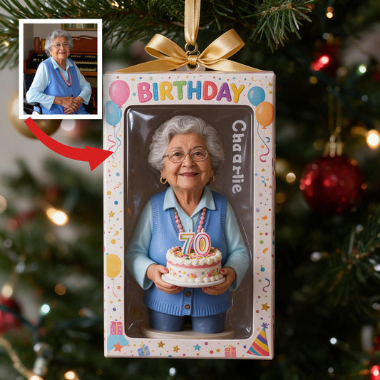 Personalized 70th Birthday Older Latina Woman Ornament Grandma Gift