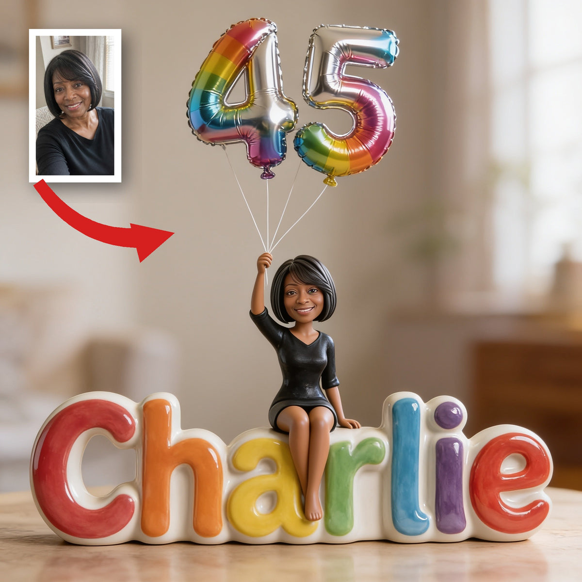 Personalized 45th Birthday Middle-Aged Black Woman Custom Shaped Acrylic Plaque