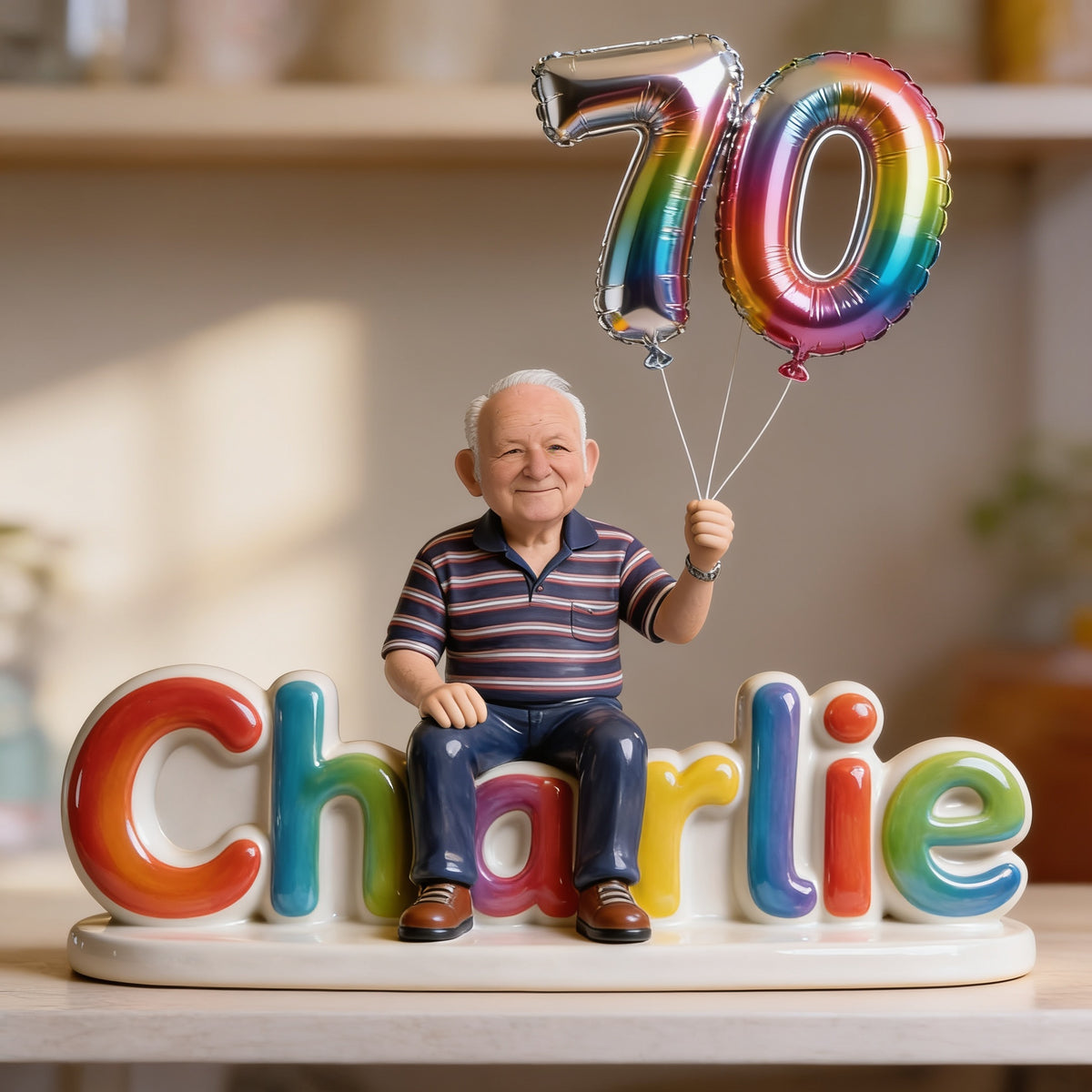 Personalized 70th Birthday Older Man Custom Shaped Acrylic Plaque Gift for Dad Grandpa