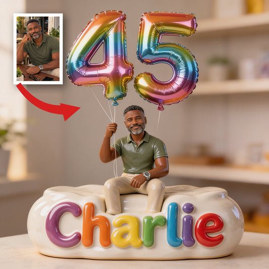 Personalized 45th Birthday Middle-Aged Black Man Custom Shaped Acrylic Plaque Gift