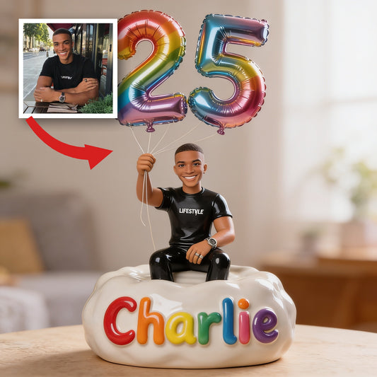 Personalized 25th Birthday Black Man Custom Shaped Acrylic Plaque Gift for Him