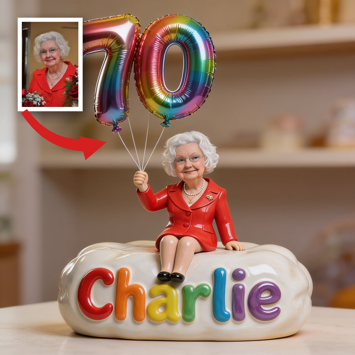 Personalized 70th Birthday Older Woman Custom Shaped Acrylic Plaque, Gift for Mom Grandma Wife